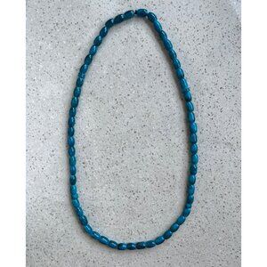 Turquoise Blue Glass Beaded Necklace 24"